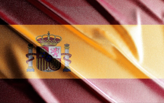 Испания 3d флаг, красивый флаг страны в мире, фон, баннер, постер, аннотация.