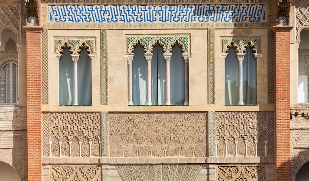 Spain, Andalusia Region. Detail of Alcazar Royal Palace in Seville.