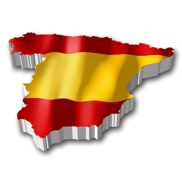 Фото Флаг испании и граница на белом фоне