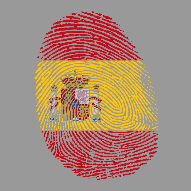 spain flag on finger imprint