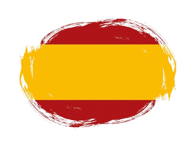 Spain flag in rounded stroke brush background