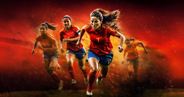 写真 スペイン サッカーへの国際スポーツ参加 スペインの女子サッカー選手