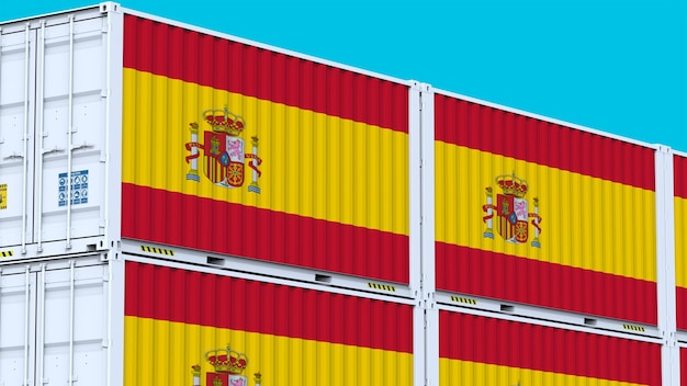 Spain logo United in Trade Logo and Flag Featured on Metal Shipping Containers