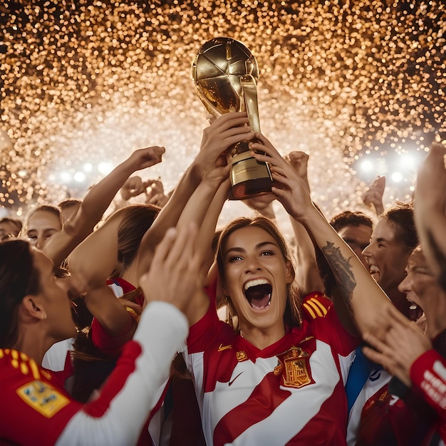 Foto vittoria della squadra nazionale di calcio femminile spagnola