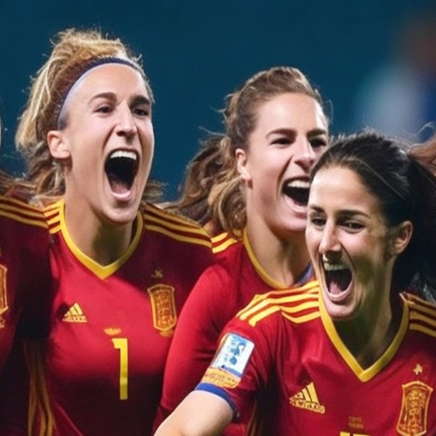 스페인 여자 축구 국가대표팀이 기쁜 순간에 승리했습니다.