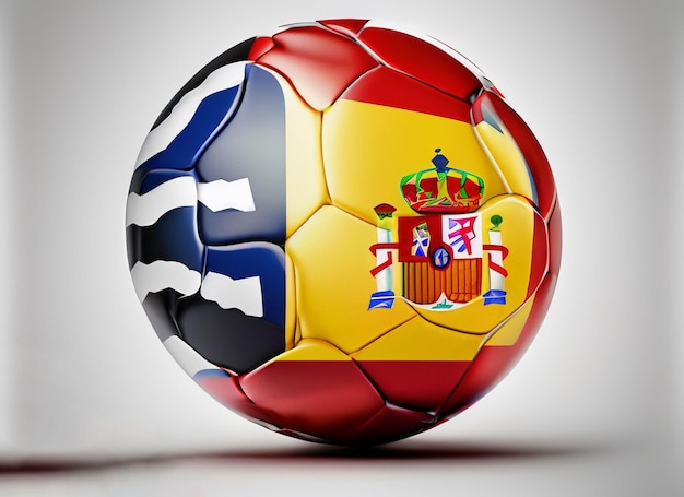 Photo spain soccer bal with africa flag isolated