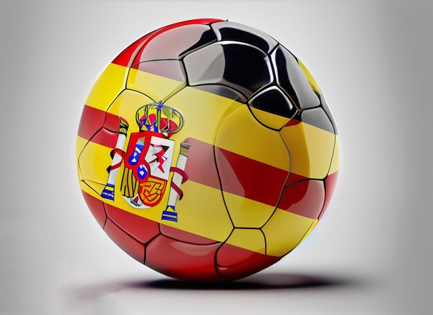 Photo spain soccer bal with africa flag isolated