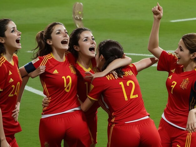 Spain women wining moment