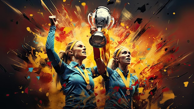 Spain womens national football team victory illustration