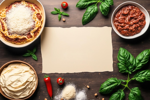 Spandoek voor een Italiaanse eetgelegenheid Groentegehakt lasagne bolognese kaas en bechamelsaus