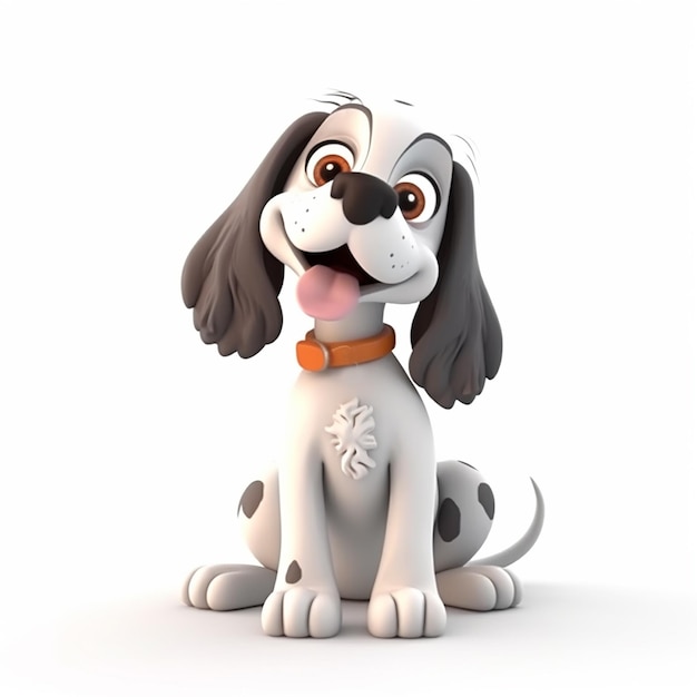 Spaniel funny cute dog 3d illustration on white unusual avatar cheerful pet