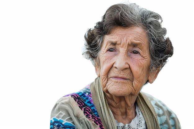 Spanish Elderly Woman On White Background