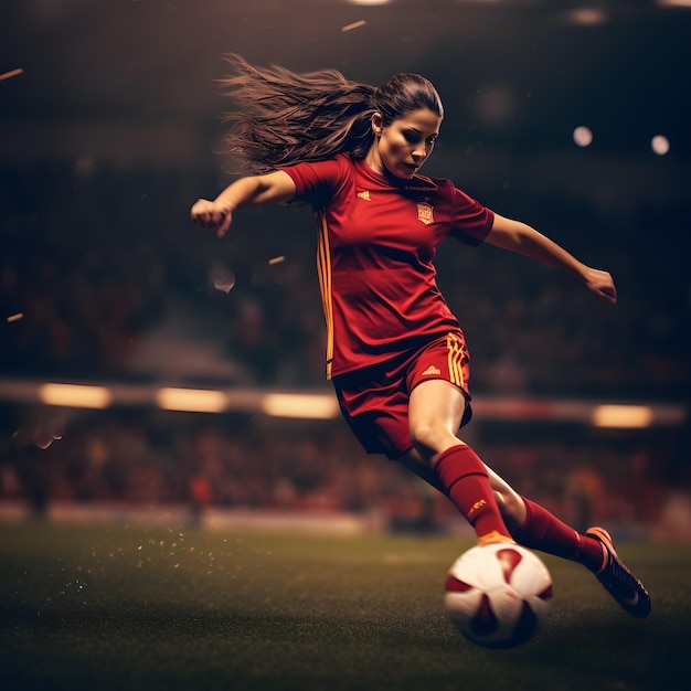Spanish Female striker dribbling ball
