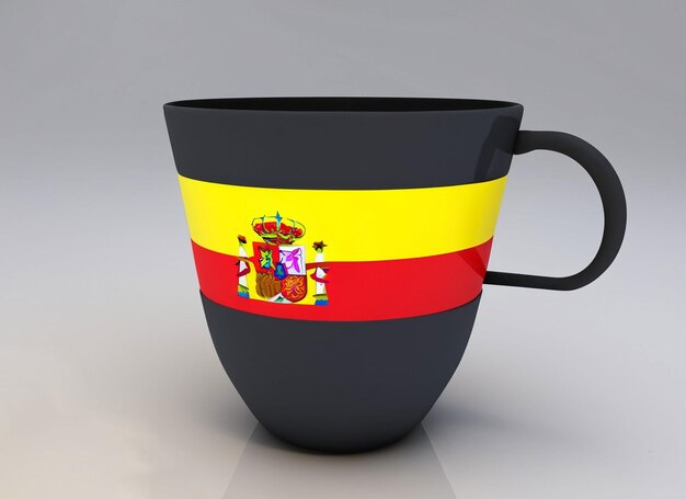 Spanish flag and baby doll and cup and football stadium and watch and frame