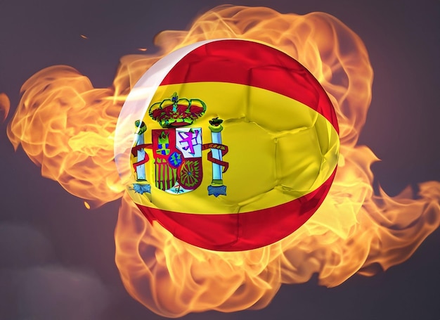 Spanish flag in on ball fire