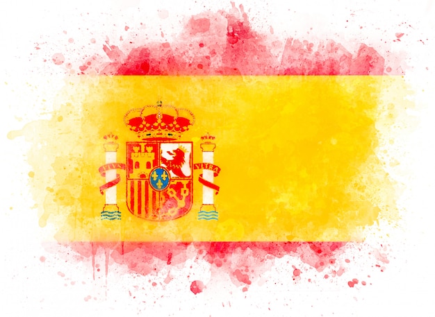 Photo spanish flag on watercolor paint