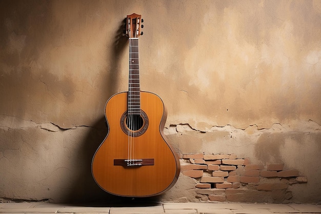 Spanish guitar on old wall copy spaced