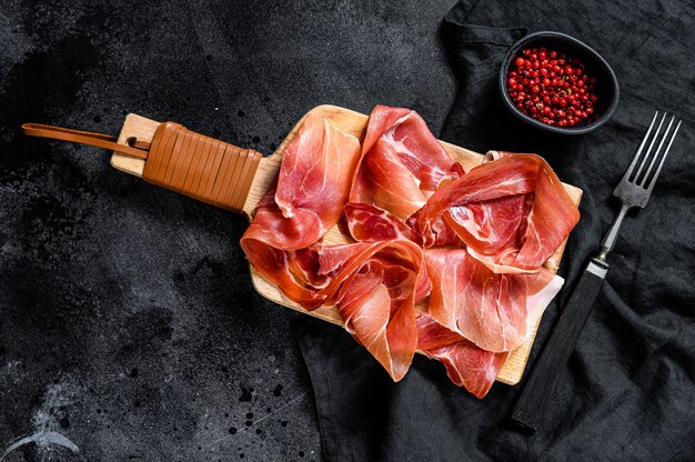 Spanish jamon Serrano, ham., top view