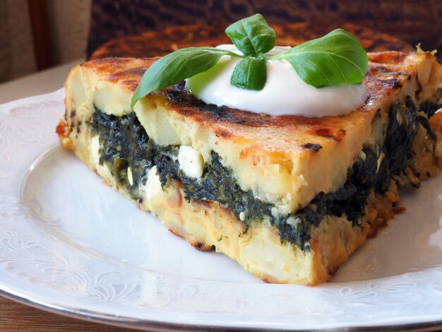 Spanish Potato Tortilla with Spinach and Feta Cheese