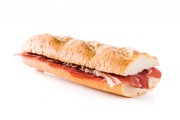 Spanish serrano ham sandwich isolated