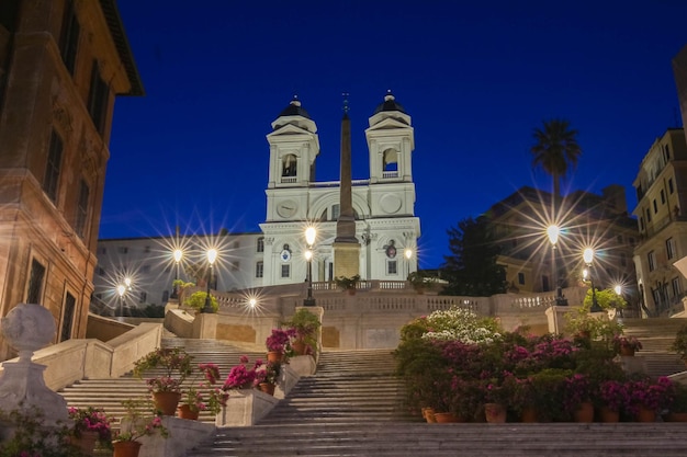 Spanish Steps and Trinita dei Monti church in Rome