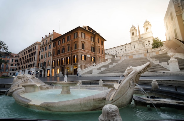 The Spanish Steps with fountain in Rime,Italy