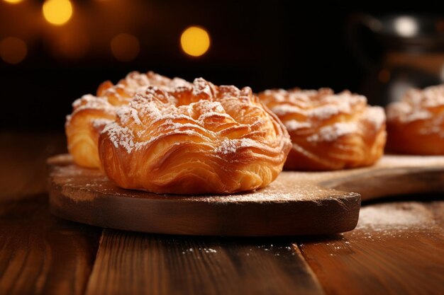 Spanish sweet stuffed pastry filled with angel hair on wooden table