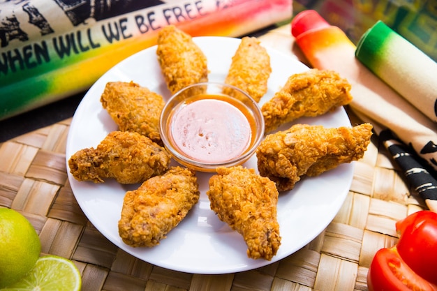 Spanish tapa of fried chicken wings.