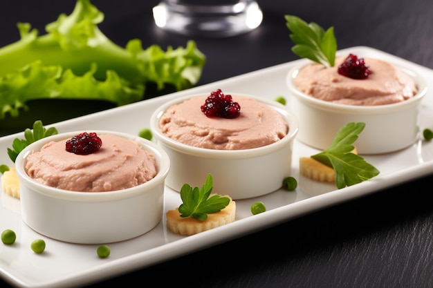 Spanish tapas cream tuna mousse and greens