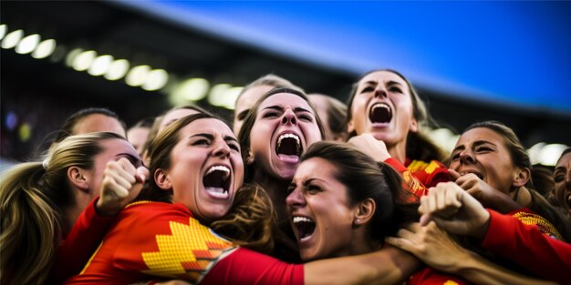 Photo spanish team celebrating after winning the final