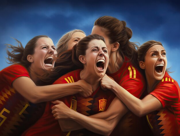 Foto la squadra spagnola festeggia dopo aver vinto la finale