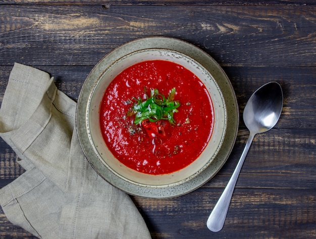 스페인 토마토 수프 가스 파초, 채식 음식, 평면도,