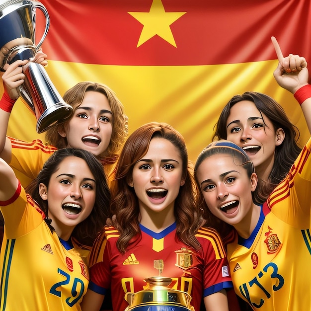 Spanish Women National football team Victory With trophy