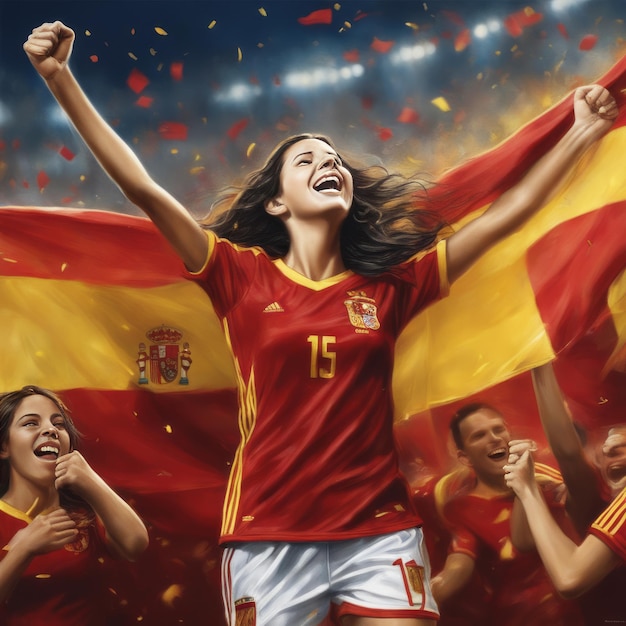 Spanish Women's Football Team Celebrates Victory