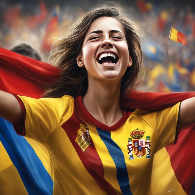 Premium AI Image | Spanish Women's Football Team Celebrates Victory