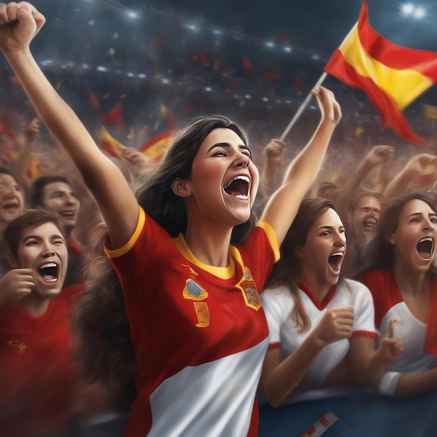Photo spanish women's football team celebrates victory