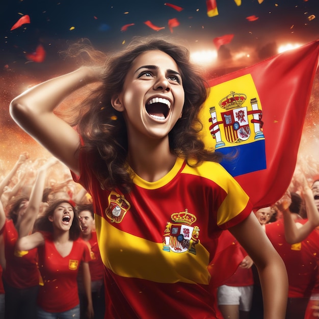 Photo spanish women's football team celebrates victory