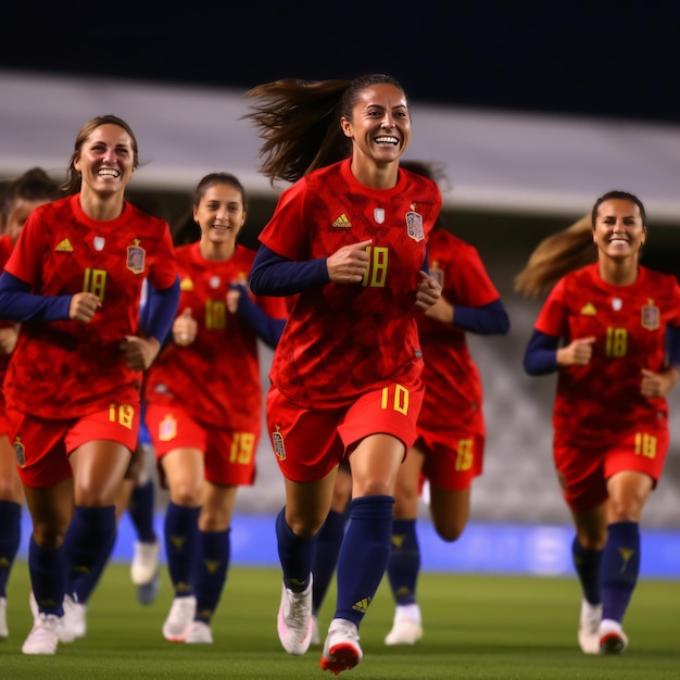 スペイン女子サッカーチーム ストックフォト