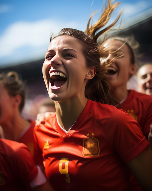 スペインの女子サッカー チーム ストックフォト