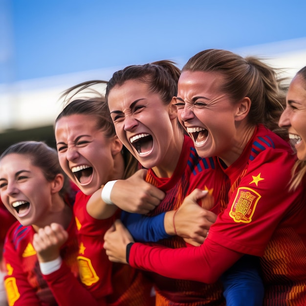 スペインの女子サッカー チーム ストックフォト