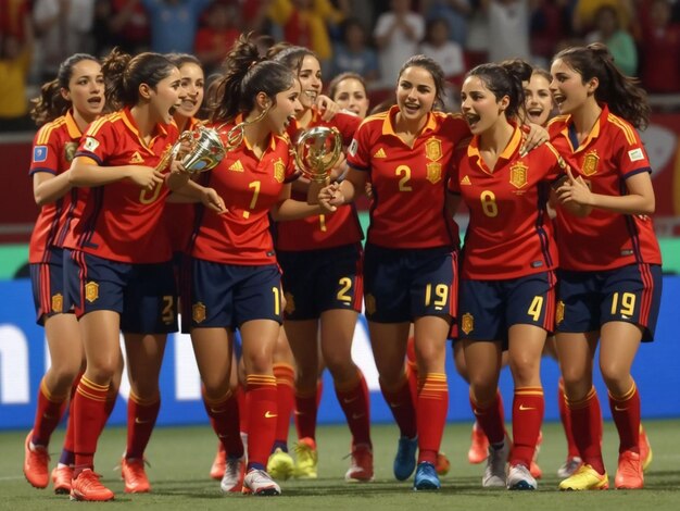 写真 ワールドカップ優勝を祝うスペイン女子チーム