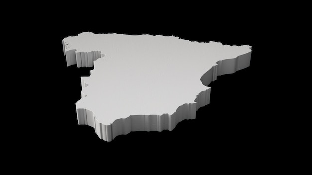 Spanje 3D-kaart op zwarte 3D-afbeelding