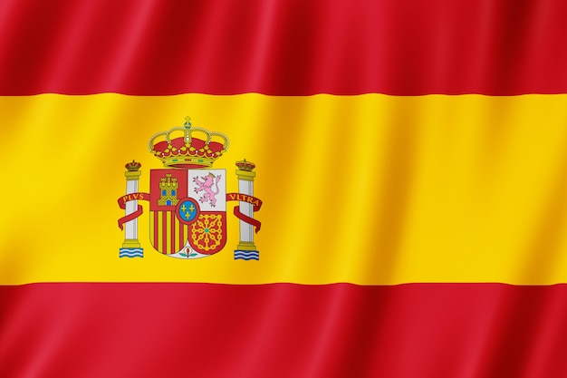 Spanje vlag zwaaien in de wind.