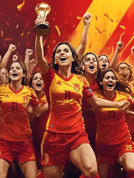 Spanje vrouwen nationaal voetbal lteam overwinning Ai gegenereerd