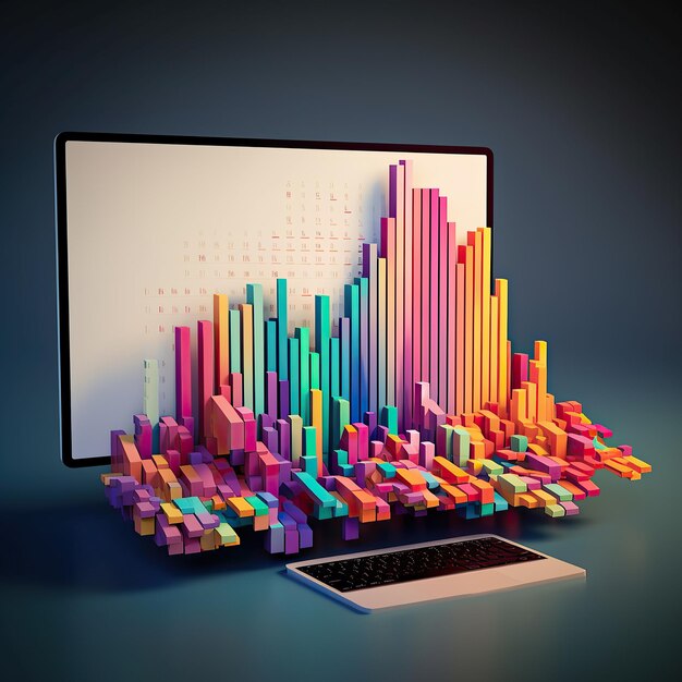 Foto spannende computermagie ontdek financiële statistieken op het scherm pcs