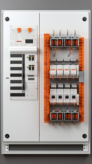 Foto spanningsschakelbord met stroomonderbrekers elektrische achtergrond