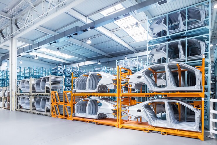 Photo spare parts in a car plant