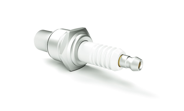 Spare parts spark plugs on white background for car and motorcycle