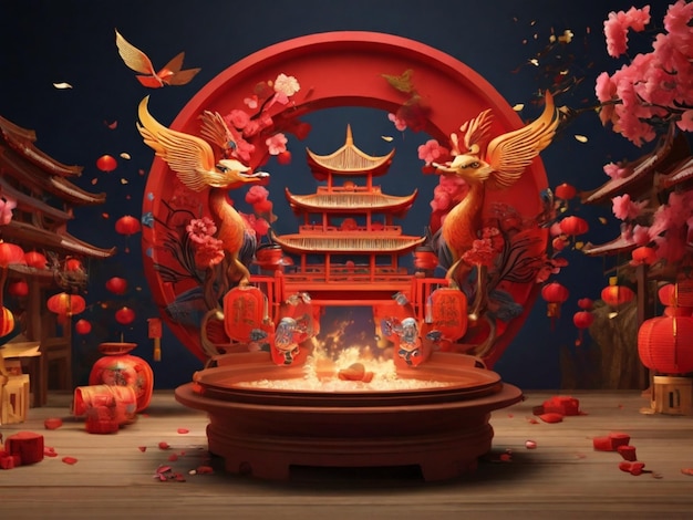 Spark Lunar New Year Excitement Mesmerize Your Audience with Captivating 3D Visuals