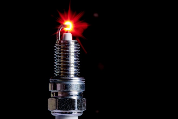 Photo spark plug for internal combustion engine. copy space.